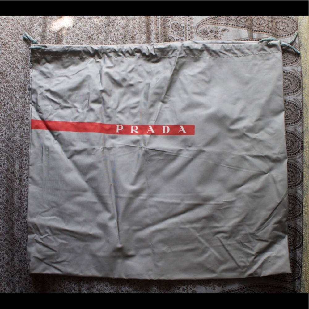 Prada Gray Vinyl Drawstring Dust Bag 13.5"x12.5"